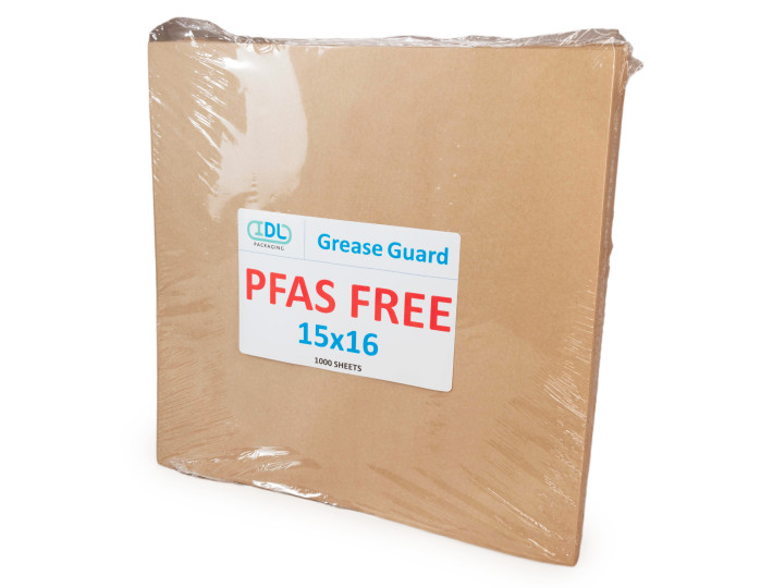 15" x 16" PFAS-Free, Grease-Proof Paper Sheets, Natural Kraft